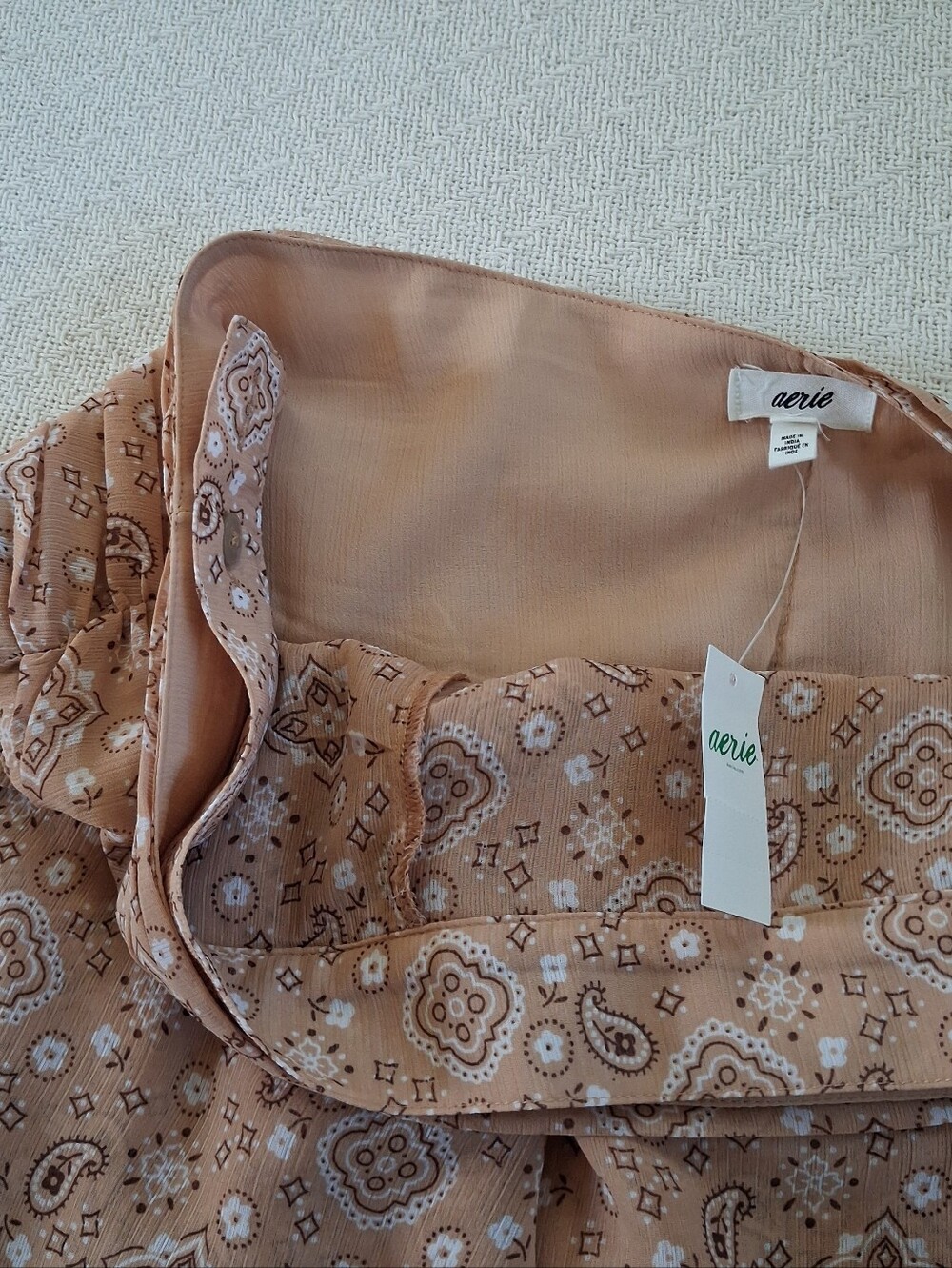 aerie ♡ wrap mini skirt brown paisley extra large lined - Picture 4 of 12